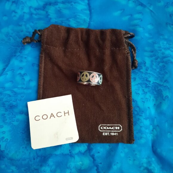 COACH Peace Sign Band Ring Size 6 - Picture 2 of 3